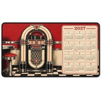 Tapis de bar rétro 2027 avec calendrier, style vintage Jukebox, anti-dérapant, absorbant les éclaboussures, pour comptoir