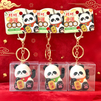 Panda-Schlüsselanhänger Figur mit Doppelfunktion als Taschenanhänger und Kleine Tischdekoration Niedlicher Chinesischer Panda Feng Shui Geschenkidee