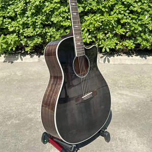 Popular New Developed Solid Spruce <b>Top</b> Cutaway Shape Vintage Black Colour Acoustic Guitar - Product Image 1