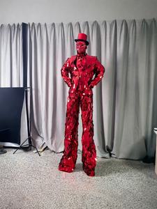 Costume <span class=keywords><strong>de</strong></span> robot dansant en miroir <span class=keywords><strong>de</strong></span> verre intégral, léger et réfléchissant, pour festival, défilé, événement commercial, spectacle sur scène en direct - Product Image 2