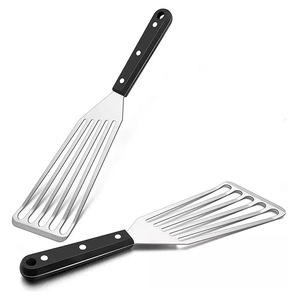ไม้พายสแตนเลส 85 กรัม สำหรับทอดปลา สเต็ก เทปปันยากิ อุปกรณ์ครัวพร้อมด้ามจับสีดำ ล้างมือเท่านั้น - Product Image 2