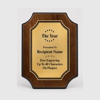 Plaque en bois de noyer noble avec plaque en métal doré, gravure personnalisée, trophée de récompense pour la reconnaissance des employés, cadeau pour la réussite d'équipe