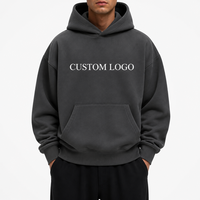 Logo Dapat Disesuaikan, 380 Gsm, Hoodie Unisex 100% Katun, Potongan Santai, Bahu Jatuh, Warna Solid, Gaya Jalanan, Grosir
