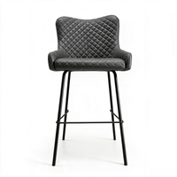 Chaises de salle à manger hautes noires de luxe, tabourets de bar modernes du milieu du siècle, chaise de bar haute et confortable