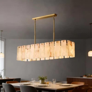 Lampadario Moderno <span class=keywords><strong>di</strong></span> Lusso Personalizzato in Alabastro, Lampada a Sospensione Esagonale in <span class=keywords><strong>Metallo</strong></span> Dorato con LED <span class=keywords><strong>per</strong></span> Villa, Scale, Ingresso e Foyer - Product Image 2