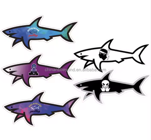 สติกเกอร์รูปฉลามการ์ตูนแบบกันน้ำ PVC 3 มิติ รูปทรงสี่เหลี่ยมผืนผ้า ลาย Paul and Shark พร้อมลายธงชาติมาร์กเซย Gertrude - Product Image 3