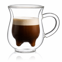 Mug à thé et lait en verre borosilicate à double paroi, résistant à la chaleur, 250 ml (8 oz), avec poignée, motif « Udder de vache », très populaire