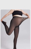 Legging d'hiver en polaire gris Double Plus Stewardess, épais, transparent, en polyester, pour adulte, doublé de polaire.