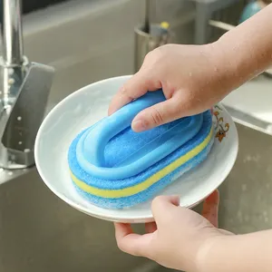 Zenidoo Eco-Friendly Silicone Household Cleaning Tools Thickened Kitchen Bathroom <b>Tile</b> Cleaning Brush <b>Plastic</b> Handle for Stain - Product Image 3