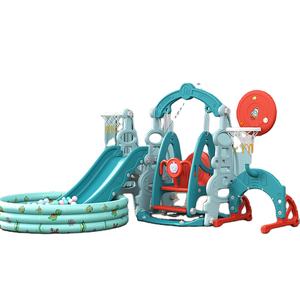 ชุดเครื่องเล่นสนามเด็กเล่นในร่มแบบผสมผสาน ผลิตจากพลาสติก HDPE พร้อมสไลเดอร์และชุดชิงช้า พร้อมสระลูกบอล สำหรับห้างสรรพสินค้า - Product Image 1