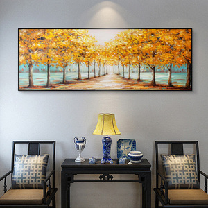 Khung tường nghệ thuật Vàng cây cảnh quan trên vải sơn acrylic trừu tượng bức tranh gốc Thêm lớn tường hình ảnh - Product Image 4