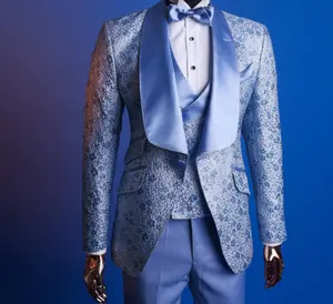 Mode hommes costume Banquet mariage meilleur homme marié trois pièces fête Tuxedos pour bal costume de mariage affaires hommes costumes et Blazer