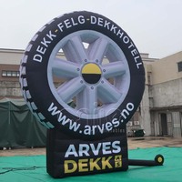 Pneu gonflable géant pour publicité, logo personnalisé, modèle de ballon de roue de voiture gonflable d'extérieur avec base pour l'affichage en magasin de pneus