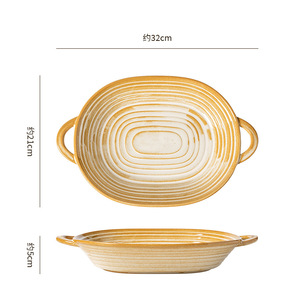 Teglia da Forno in Ceramica Vintage, Stile Retrò, Rettangolare/Rotonda, per Casa e Ristorante, Stile Argilla - Product Image 5