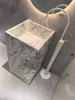 Évier sur pied en pierre au design unique de luxe Esthétique Salle de bain Lavabo Art Salle de bain Évier sur pied rond et carré