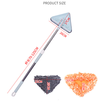 WS431 Serpillère rotative triangulaire facile à utiliser pour les murs, le verre, le bois, avec manche long, serpillère multifonctionnelle absorbante en microfibre