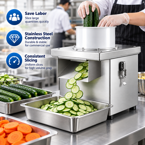 Máquina Cortadora de Vegetales Comercial de 350W, Cortadora de Alimentos Eléctrica de Acero Inoxidable con Grosor Ajustable para Cocina de Restaurante - Product Image 4