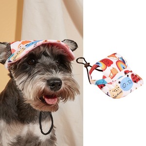 Sombrero para perros con protección solar, gorra ajustable con estampados de dibujos animados, ropa de verano para perros - Product Image 2