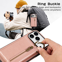 Étui portefeuille de luxe en cuir avec cordon et bandoulière pour iPhone 18 Pro Max, compatible iPhone 15, 16e, 17