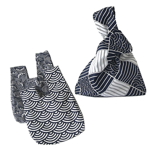 Eco Geometric Soft-loop Ladies Fashion Shopping <b>Handbag</b> Cotton <b>Small</b> Simple Wrist Knot Bag with Shoulder Strap - Product Image 2