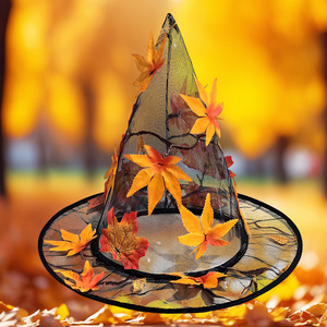 Transparent Maple Leaf <b>Cone</b> Hat One Size Plastic Embroidered Festive <b>Party</b> Hat - Product Image 3