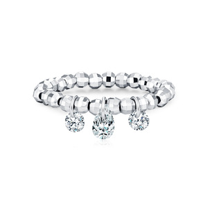Anillo Colgante con Cuentas Facetadas en Forma de Lágrima, Plata de Ley S925, Anillo Elástico Apilable para Mujer, Decoración Diaria, Joyería de Moda para el Dedo, Regalo - Product Image 1