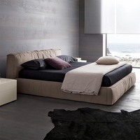 Lit de rangement moderne de style italien luxueux, capitonné, avec cadre en fer, plateforme basse, doux, taille King, Queen, Double