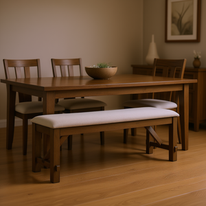 Banco de comedor tapizado en tela y madera Raven, elegante mueble para comedor - Product Image 2