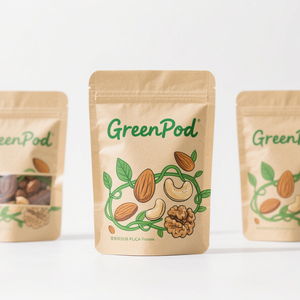 Conception personnalisée Sac en papier kraft anti-odeur avec fenêtre en plastique à fermeture à glissière debout pour les noix et les collations Emballage - Product Image 4