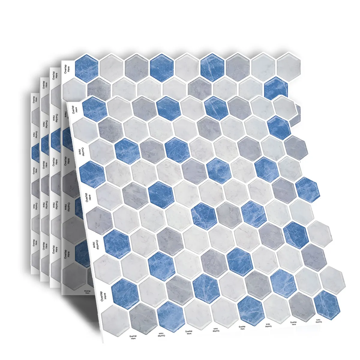 Hexagon Vinyl Sticker Self Adhesive Wallpaper 3D Peel and Stick Square Wall Tiles for Kitchen and Bathroom Backsplash