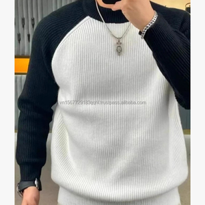 Suéter de Cuello Redondo Personalizable para Hombre, Corte Ajustado, Otoño Invierno, Casual, con Bloques de Color, Tejido, Marca de Moda, Tendencia - Product Image 5