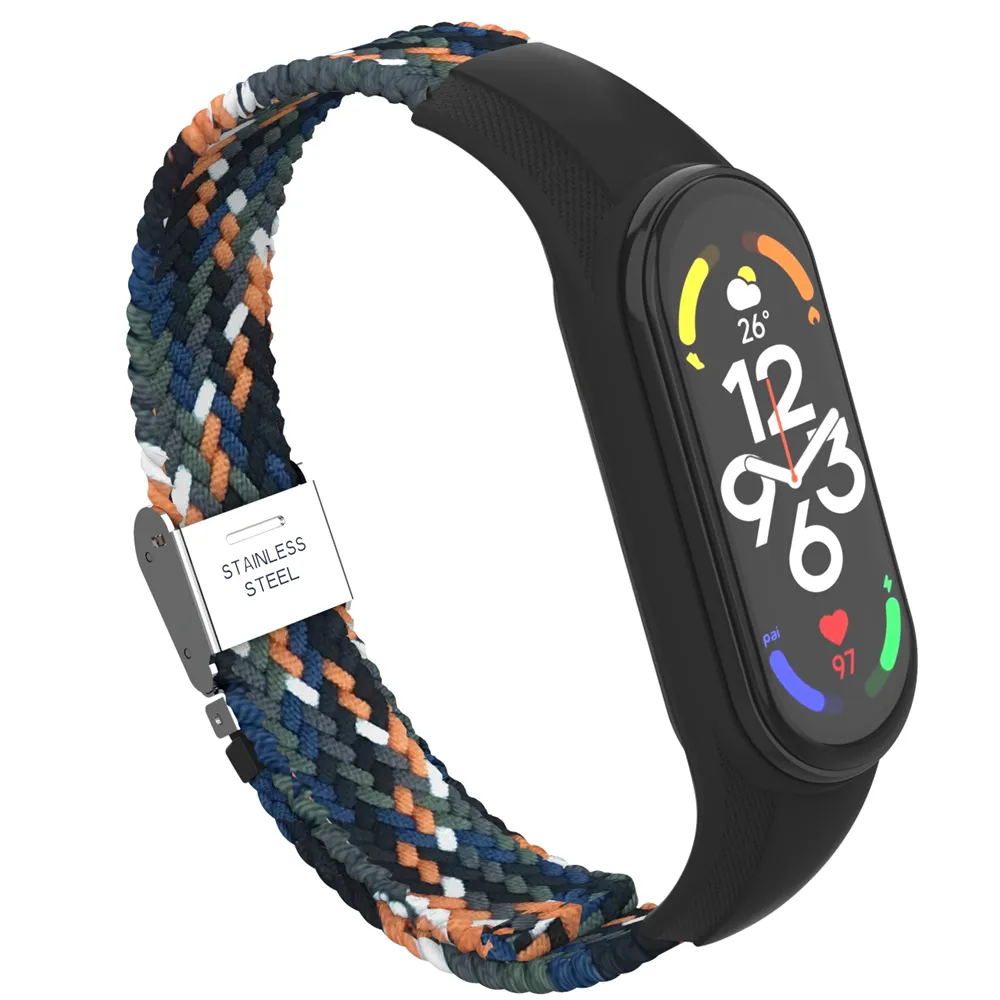 ODM HOLDMI new smart mi band 7 watch bracelet 7315 series cowboy color braided nylon miband7 strap for xiao mi band 3 4 5 6 7