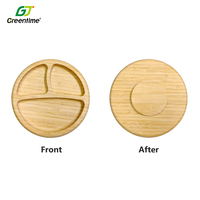 Assiette en bois de bambou de qualité, assiette de table de forme personnalisée, ensemble mignon de dessin animé, assiette pour enfants en bambou avec forte aspiration