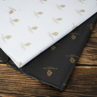 Papier de Soie Personnalisé de Luxe Noir et Or Imprimé, Biodégradable, pour Emballage Cadeau avec Logo Personnalisé pour Vêtements