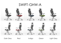 Chaise de bureau pivotante ergonomique en maille pour manager, modèle KOHO, avec prix A'Design Award, idéale pour les réunions et les projets.
