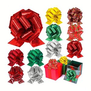 5Inch 6inch Flat Large Iridescent <b>Red</b> Gold PP <b>Ribbon</b> Gift Wrapping Bow Plastic Pull Bow for Christmas Flower Bouquet Decoration - Product Image 3