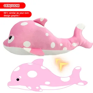 JOPark Manufacturer Custom Design Pink Dolphin Stuffed Animal Plush Toy Kawaii Sea Creature Squishy Hugging Plush Pillow Plushie