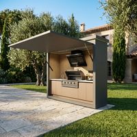 Cuisine extérieure de luxe avec four à pizza, conteneur de cuisine en acier, meuble de jardin