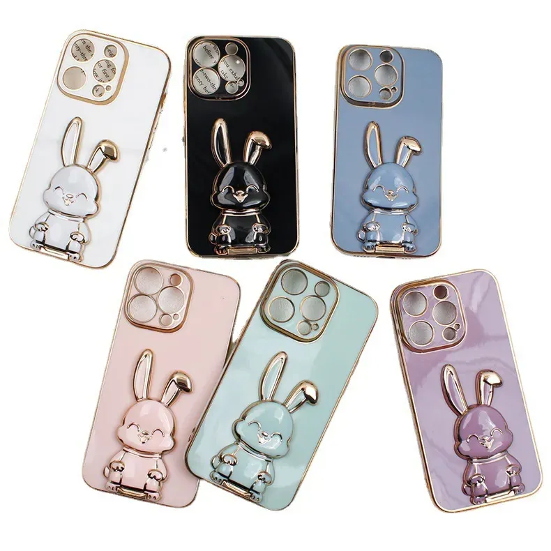 Anneau de doigt universel support de téléphone de bureau Ultra-mince dessin animé lapin support de téléphone boucle pliable adhésif tige de traction cadre de Support