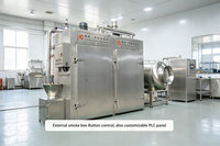 Fumoir industriel SUS304 grande capacité, double porte, deux chariots, contrôle PLC automatique, moteur à roulement haute efficacité