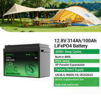 Système de stockage d'énergie au lithium Enershare 12v 100ah Batterie Lifepo4 314Ah Compatible avec les onduleurs hors réseau/hybrides