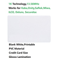Carte-clé d'hôtel en PVC blanche imprimable, étanche, RFID, fréquence 13,56 MHz, technologie classique 1K 14443A, résistante aux intempéries