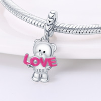 Breloque signet LOVE Ours en argent 925 de la série Animaux, pour best-seller, perles de bijoux DIY pour la remise des diplômes
