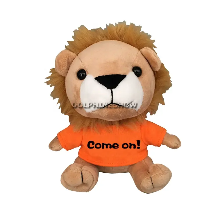 Barato oem logotipo design de pelúcia, leão com camiseta, moda, desenho animado, macio, pelúcia, mini leão de pelúcia, brinquedo