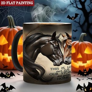 Tasse magique à changement de couleur 11oz en céramique noire givrée sensible à la chaleur pour la maison et la cuisine - Product Image 6