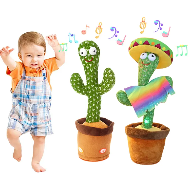 Wholesale USB Charging Electric Singing Talking Stuffed Plush Dancing Cactus Toy