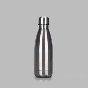Stainless Steel Vacuum Insulated Water <b>Bottle</b> Round Minimalist Design for Travel Double Wall <b>Thermos</b> White and Silver Colors - Product Image 2