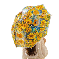 Parapluie Droit OEM Transparent POE Anti-UV Diamètre Ouvert 95cm Long Manche Manuel pour Photographie et Cadeau