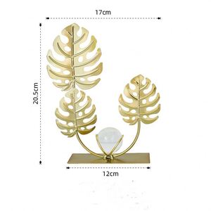 Escultura de Hojas Metálicas de Lujo, Estatuas Modernas, Adornos de Hierro Dorado para Escritorio con Bola de Cristal - Product Image 5