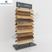 Logo personnalisé en usine support vertical plancher de bois dur échantillon double face affiche carreaux de céramique pierre simple support métallique